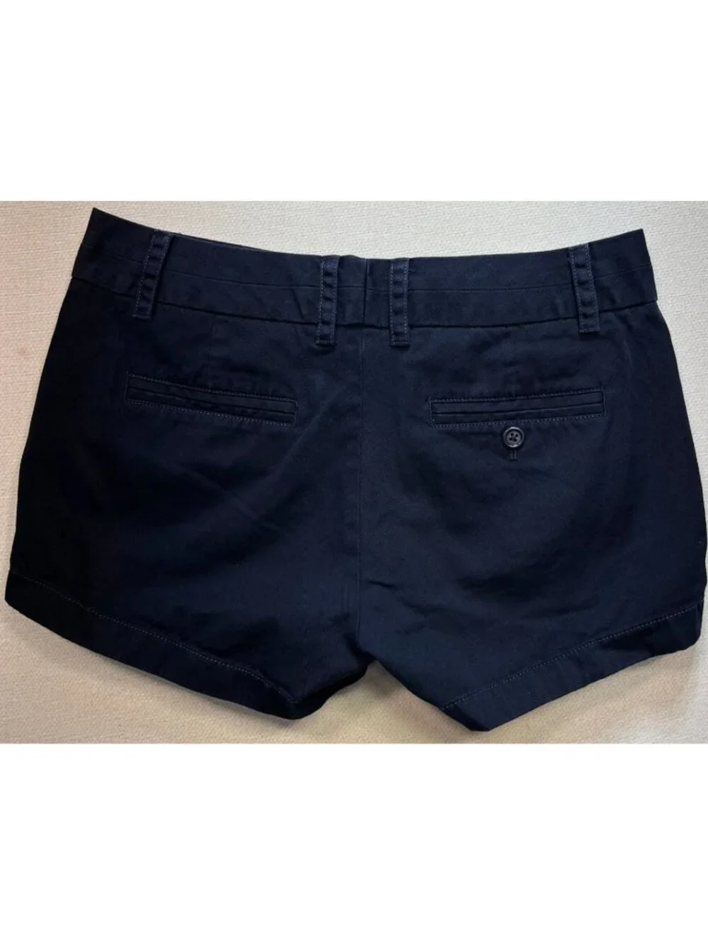 J.Crew Women's Cotton Chino Shorts Flat Front Size 2 Navy Blue Solid Pockets - Picture 2 of 10